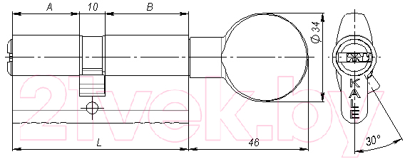 Цилиндровый механизм замка Kale 164 BME / 164BME00054 (никель)