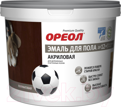 

Эмаль Ореол, Красно-коричневый, Акриловая полуматовая