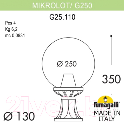 Светильник уличный Fumagalli Globe 250 G25.110.000.AYE27