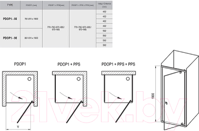 Душевая дверь Ravak Pivot PDOP1-80 (03G40300Z1)