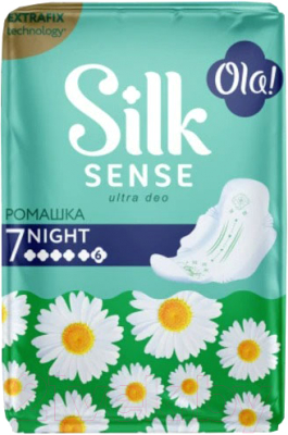 Прокладки гигиенические Ola! Ultra Super Silk Sense Ромашка Ультратонкие ароматич Ночные (7шт)