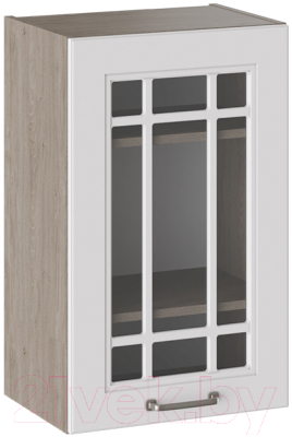 Шкаф навесной для кухни ТриЯ Одри со стеклом В_72-45_1ДРс (белый софт)