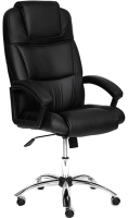 Кресло офисное Tetchair Bergamo (хром/кожзам черный) - 