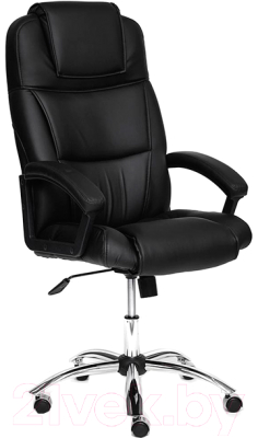 Кресло офисное Tetchair Bergamo (хром/кожзам черный)