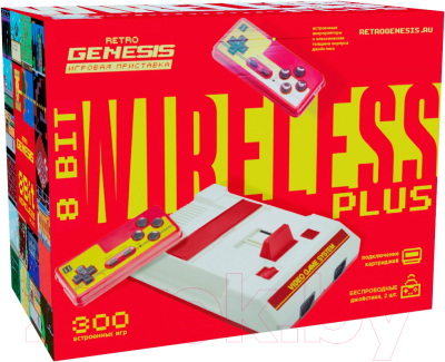 Игровая приставка Retro Genesis 8 Bit Wireless Plus + 300 игр (белый/красный)