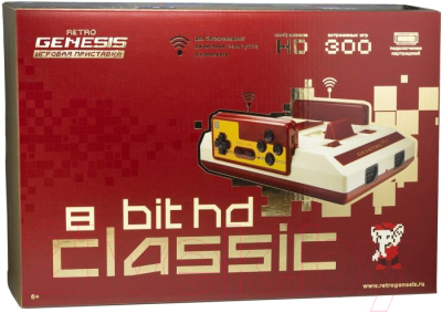 Игровая приставка Retro Genesis 8 Bit HD Classic + 300 игр (белый)