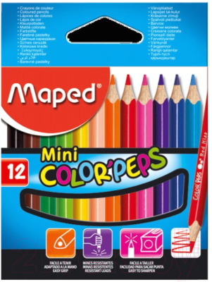 Набор цветных карандашей Maped Color Peps Мини / 832500 (12шт)