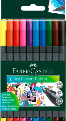 Набор капиллярных ручек Faber Castell Grip / 151610 (10шт)