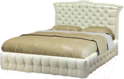 Двуспальная кровать Асмана Двойная-5 160x200 (категория 3/искусственная кожа белый)
