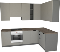 

Готовая кухня Primebeli, Николь Premium 1.5x1.9 правая + шкаф под духовку