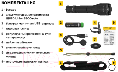Фонарь Armytek Viking Pro Magnet USB Warm / F07701W