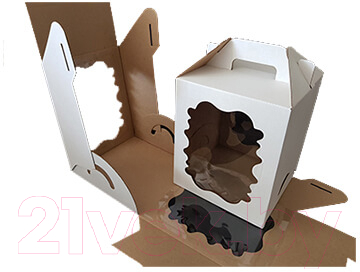 Набор коробок упаковочных для еды Krafteco С двумя окнами 280x280x300мм (10шт)