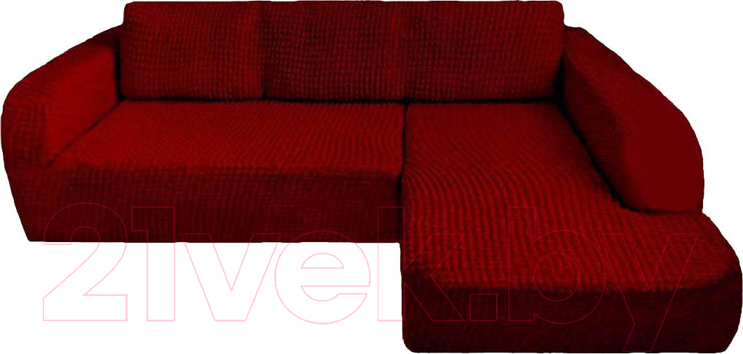 Чехол на угловой диван Софатэкс ПО-3 без оборки правый (бордовый)