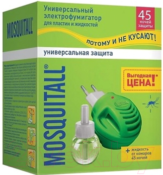 Электрофумигатор Mosquitall Универсальная защита 45 ночей жидкость+электрофумигатор (30мл)