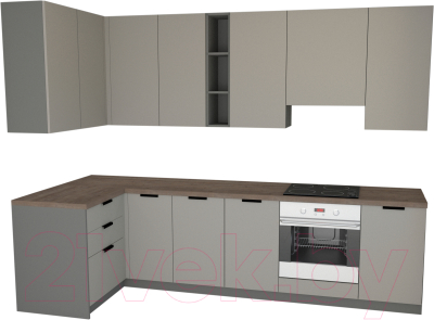 

Готовая кухня Primebeli, Николь Стандарт 1.2x2.2 левая + шкаф под духовку