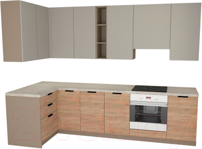 

Готовая кухня Primebeli, Николь Стандарт 1.2x2.2 левая + шкаф под духовку