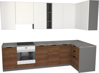 

Готовая кухня Primebeli, Николь Стандарт 1.2x2.2 правая + шкаф под духовку
