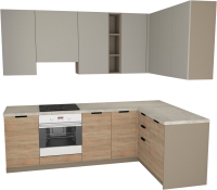 

Готовая кухня Primebeli, Николь Стандарт 1.5x1.9 правая + шкаф под духовку