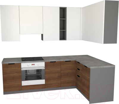 

Готовая кухня Primebeli, Николь Стандарт 1.5x1.9 правая + шкаф под духовку