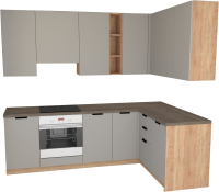 

Готовая кухня Primebeli, Николь Стандарт 1.5x1.9 правая + шкаф под духовку