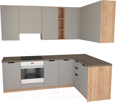 

Готовая кухня Primebeli, Николь Стандарт 1.5x1.9 правая + шкаф под духовку