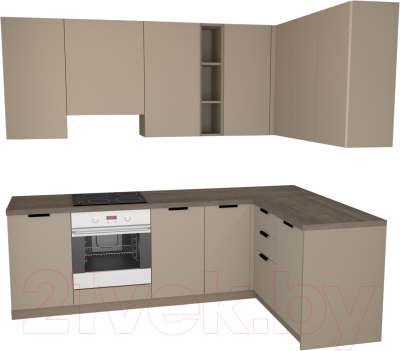 

Готовая кухня Primebeli, Николь Стандарт 1.5x1.9 правая + шкаф под духовку