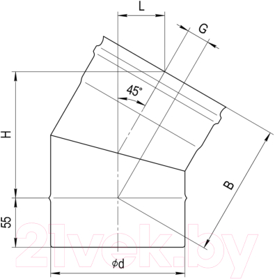 Поворот дымохода Ferrum Ф200 / f2324 (угол 135°, 430/0.8мм)