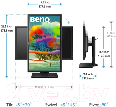 Изображение товара Монитор BenQ PD2700Q (9H.LF7LA.TBE)