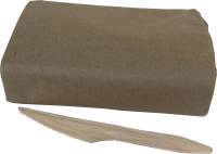 Набор одноразовых ножей Gecko 16.5см (100шт, дерево, в бумажном пакете) - 