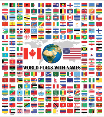Скатерть JoyArty Мировые флаги с именами / tcox_7364 (120x145)