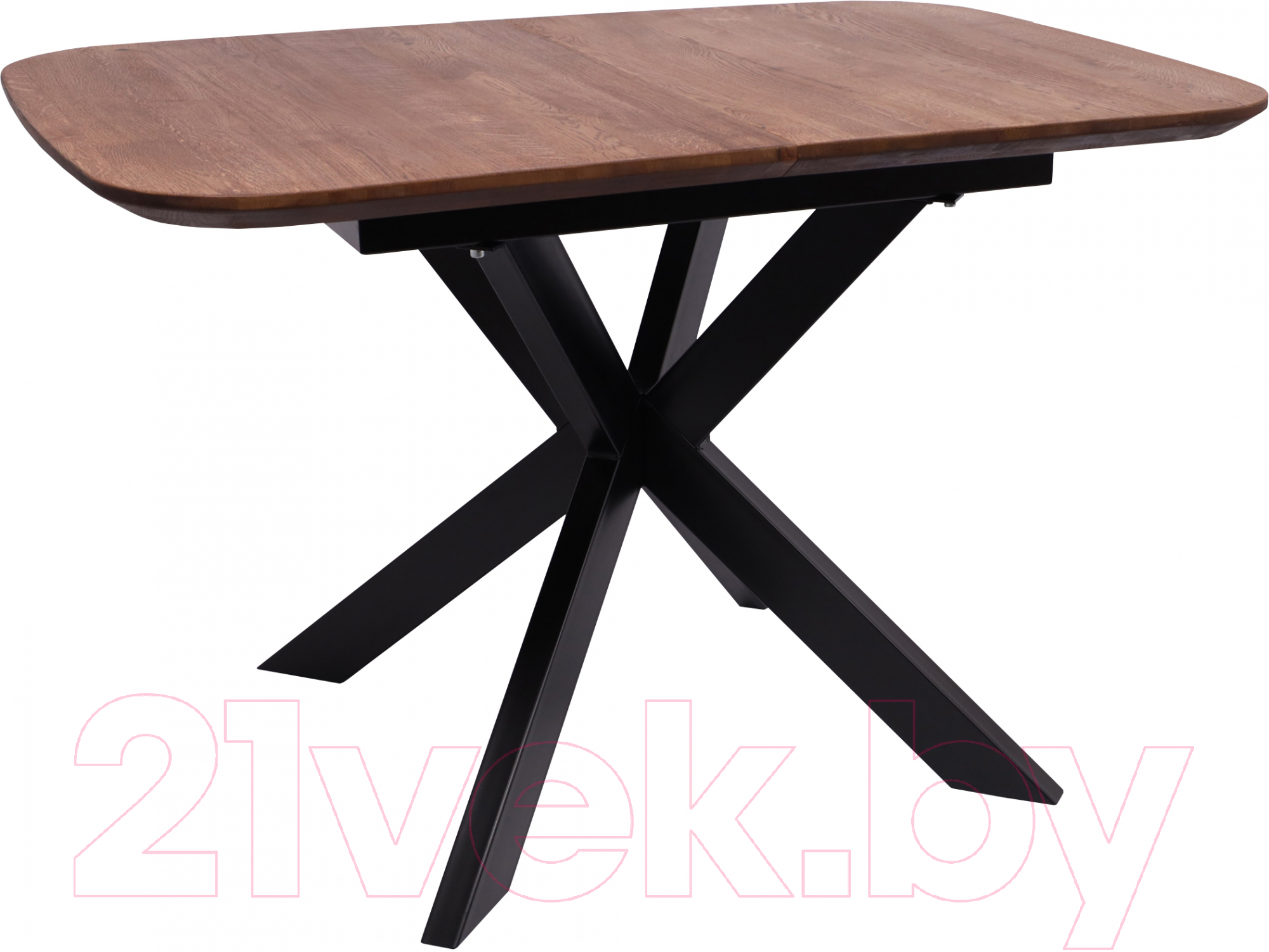 Обеденный стол ОКА Вейв 120-160x80x75 (дуб мореный/черный)