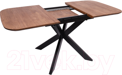 Изображение товара Обеденный стол ОКА Вейв 120-160x80x75 (дуб мореный/черный)