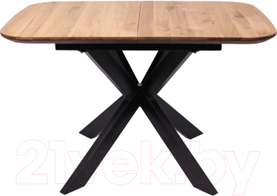 Изображение товара Обеденный стол ОКА Вейв 120-160x80x75 (дуб натуральный/черный)