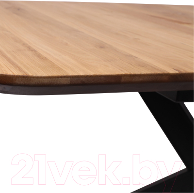 Изображение товара Обеденный стол ОКА Вейв 120-160x80x75 (дуб натуральный/черный)