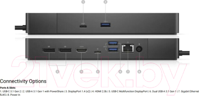 Док-станция для ноутбука Dell Dock WD19S 130W / 210-AZBX