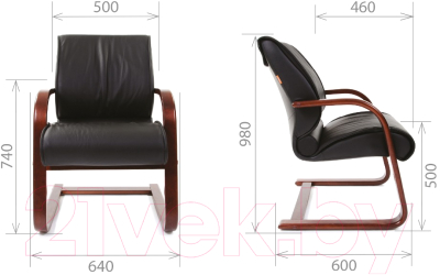 Кресло офисное Chairman 445 WD (кожа черная)