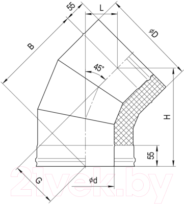 Поворот дымохода Ferrum 135° 430/0.8мм Ф120x200 / f4133