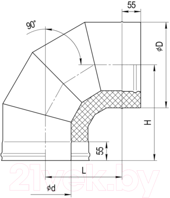 Поворот дымохода Ferrum 90° 430/0.8мм Ф110x200 / f4231