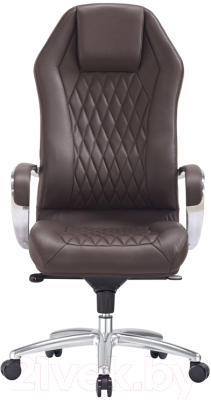 Кресло офисное Бюрократ Aura (кожа коричневый/алюминий)