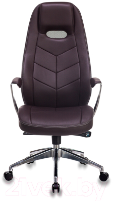Кресло офисное Бюрократ Zen (кожа коричневый/алюминий)