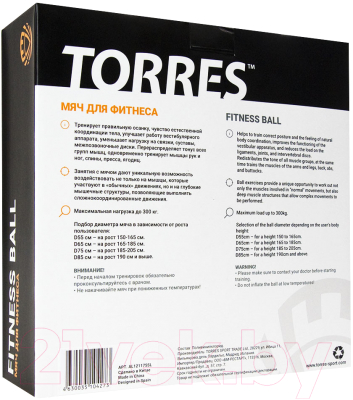 Фитбол гладкий Torres AL121175SL (серый)