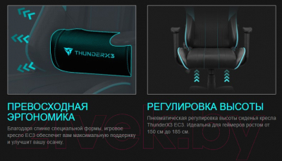 Кресло геймерское ThunderX3 EC3 Air (черный/голубой)