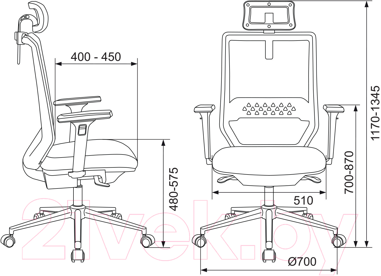 Кресло офисное Бюрократ MC-W612N-H (темно-серый TW-04/38-417/хром)