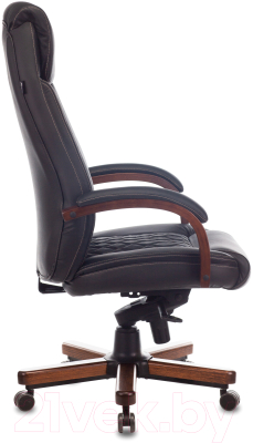 Кресло офисное Бюрократ Т-9924 Walnut (кожа черный/металл/дерево)