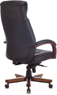 Кресло офисное Бюрократ Т-9924 Walnut (кожа черный/металл/дерево)
