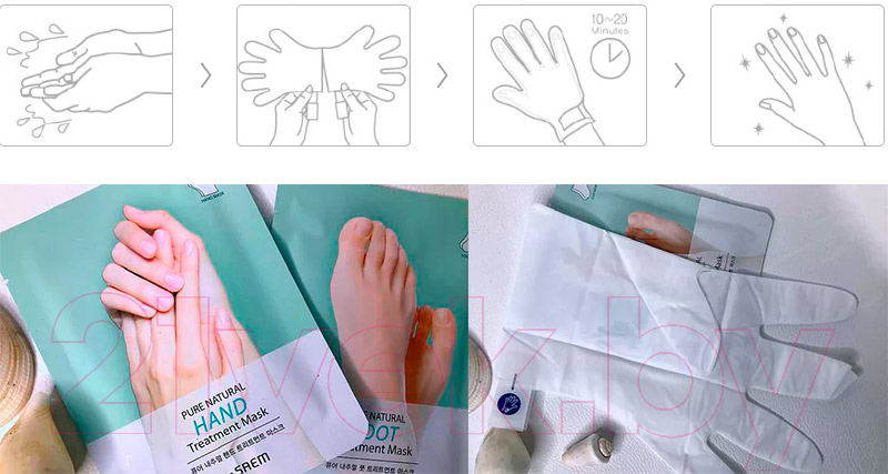 Маска-перчатки для рук The Saem Pure Natural Hand Treatment Mask — фото 2