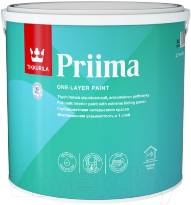 

Краска Tikkurila, Белый, Priima Интерьерная База AK