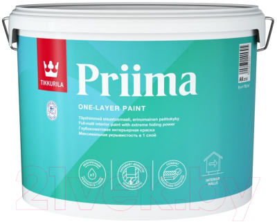 

Краска Tikkurila, Белый, Priima Интерьерная База AK