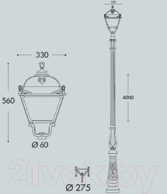 Фонарь уличный Fumagalli Simon U33.208.000.AXH27