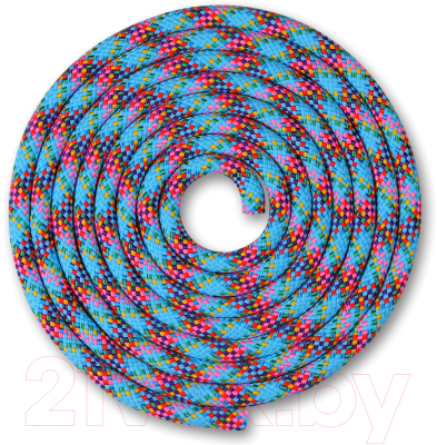 Скакалка для художественной гимнастики Indigo SM-359 (2.5м, голубой/зеленый/желтый/красный/фиолетовый/синий/розовый)